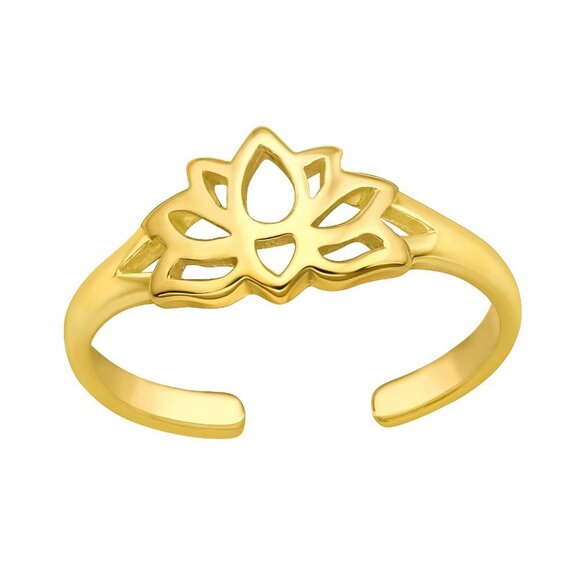14k Gold Vermeil Lotus Toe Ring - Picture 1 of 10